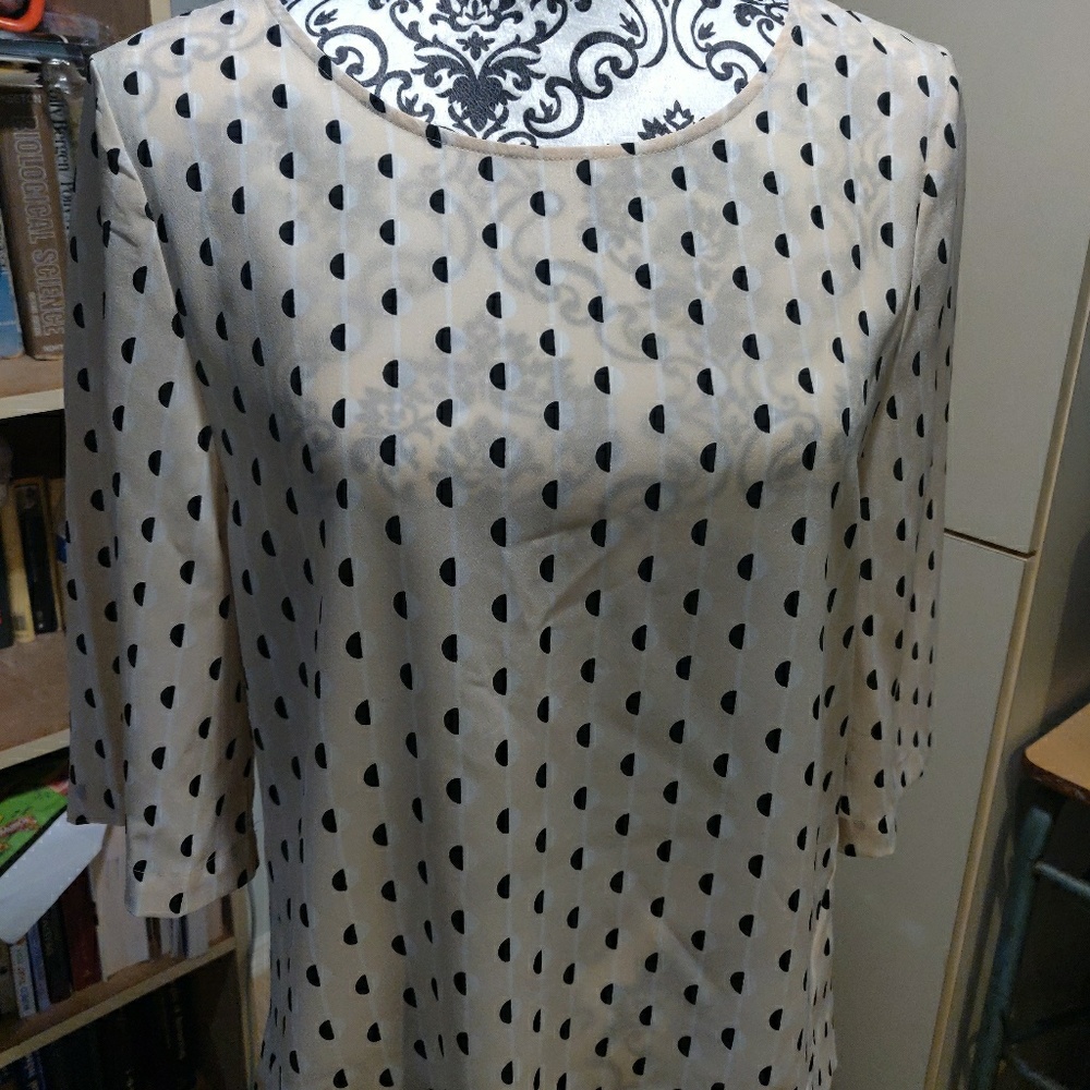 DKNY Blouse, Large, 3/4 length sleeve, beige